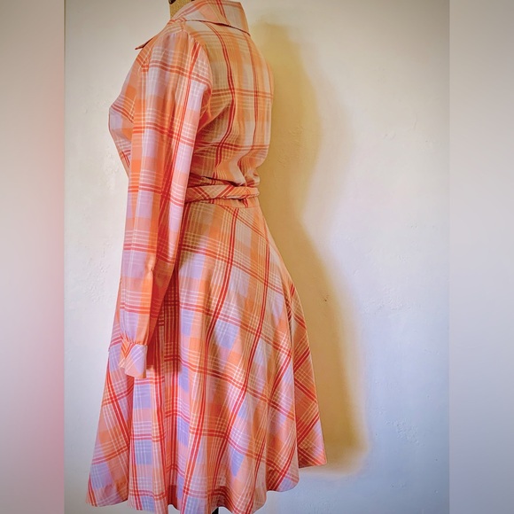 Avon Family Fashions 70’s Vintage Sz14 (photos measurements) Plaid Shirtdress - Picture 2 of 10